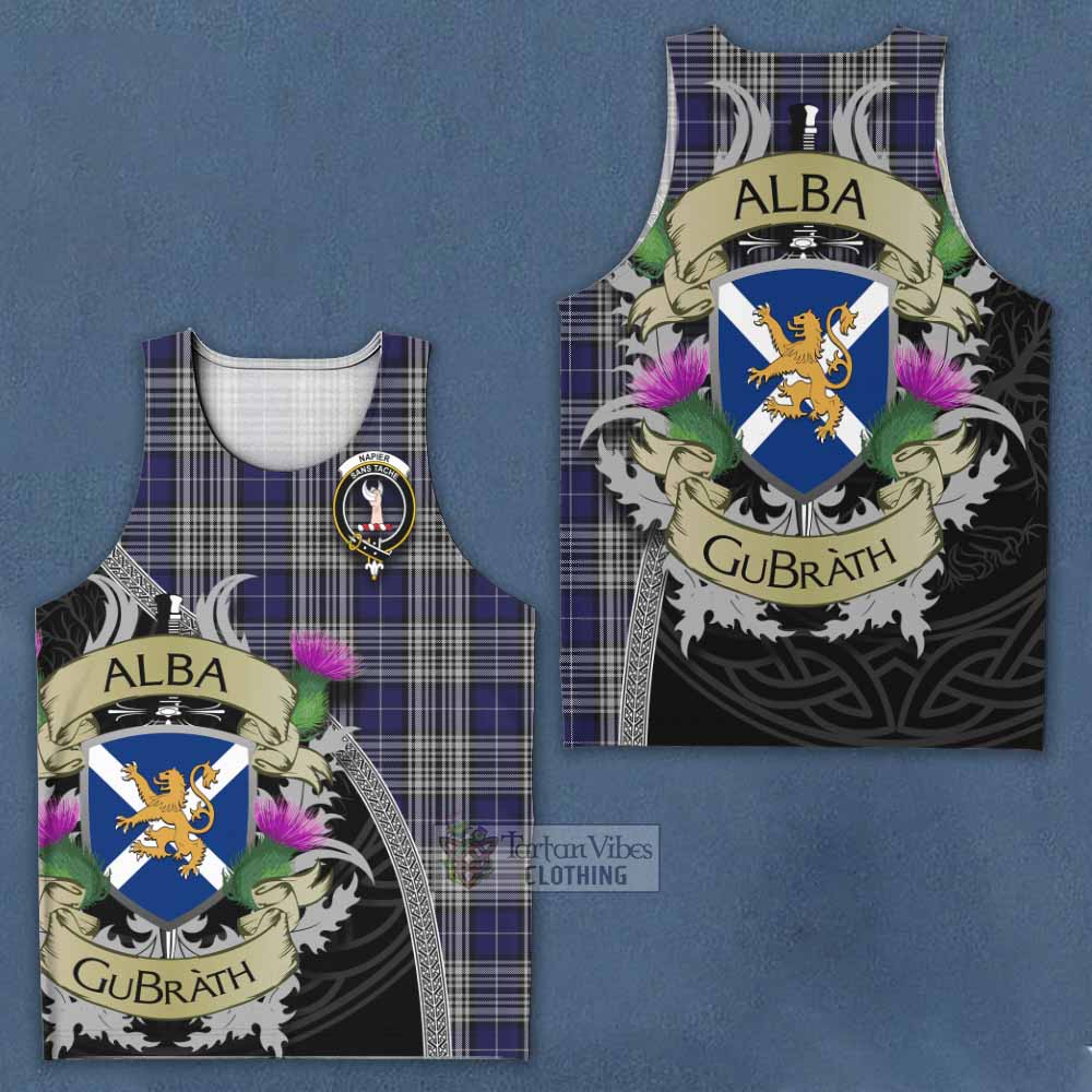 Tartan Vibes Clothing Napier Tartan Family Crest Men's Tank Top Lion Rampant Royal Thistle Shield Celtic Inspired