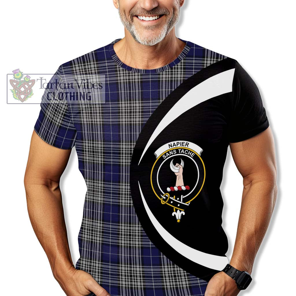 Napier Tartan T-Shirt with Family Crest Circle Style - Tartan Vibes Clothing