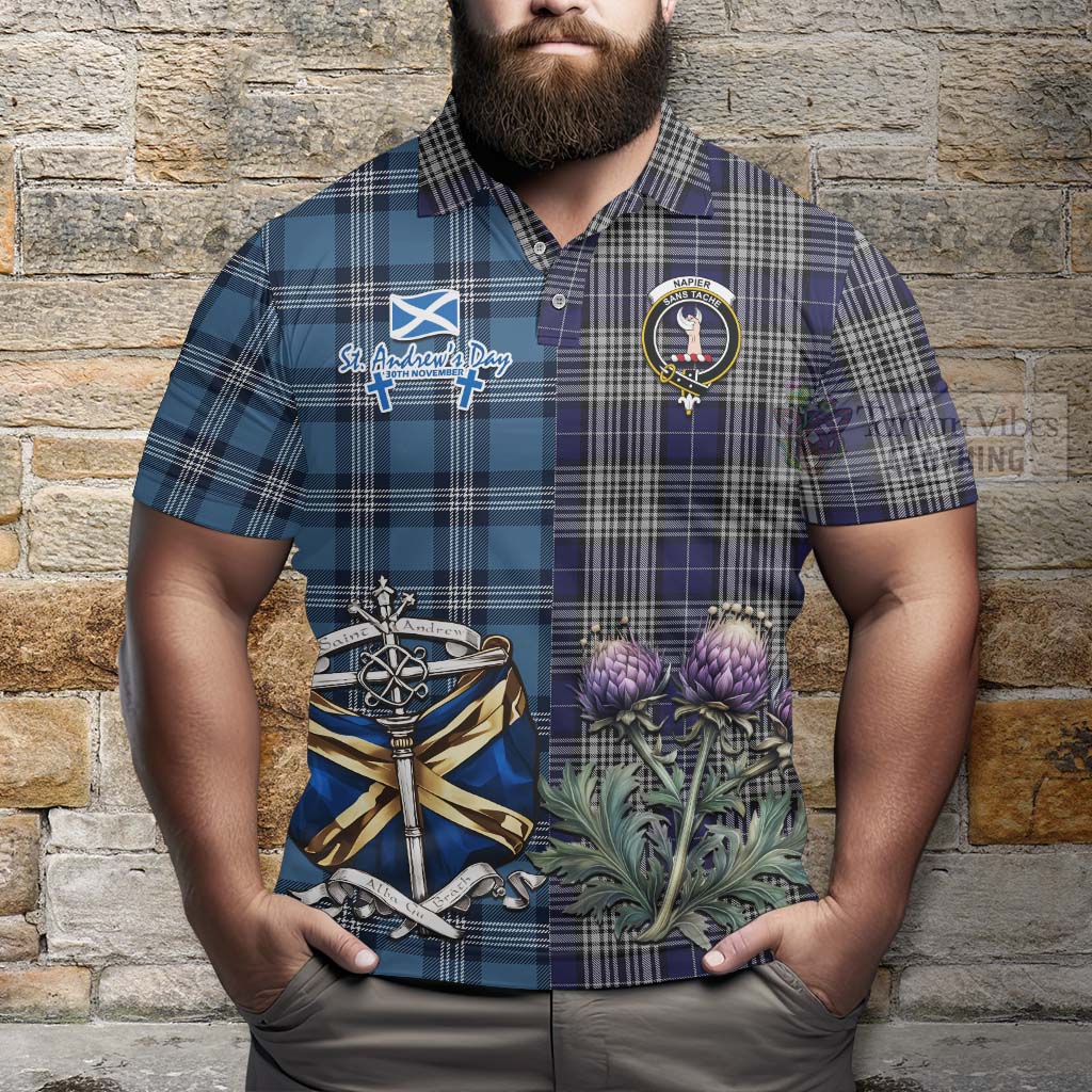 Tartan Vibes Clothing Napier Tartan Polo Shirt Happy St. Andrew's Day Half Tartan Style