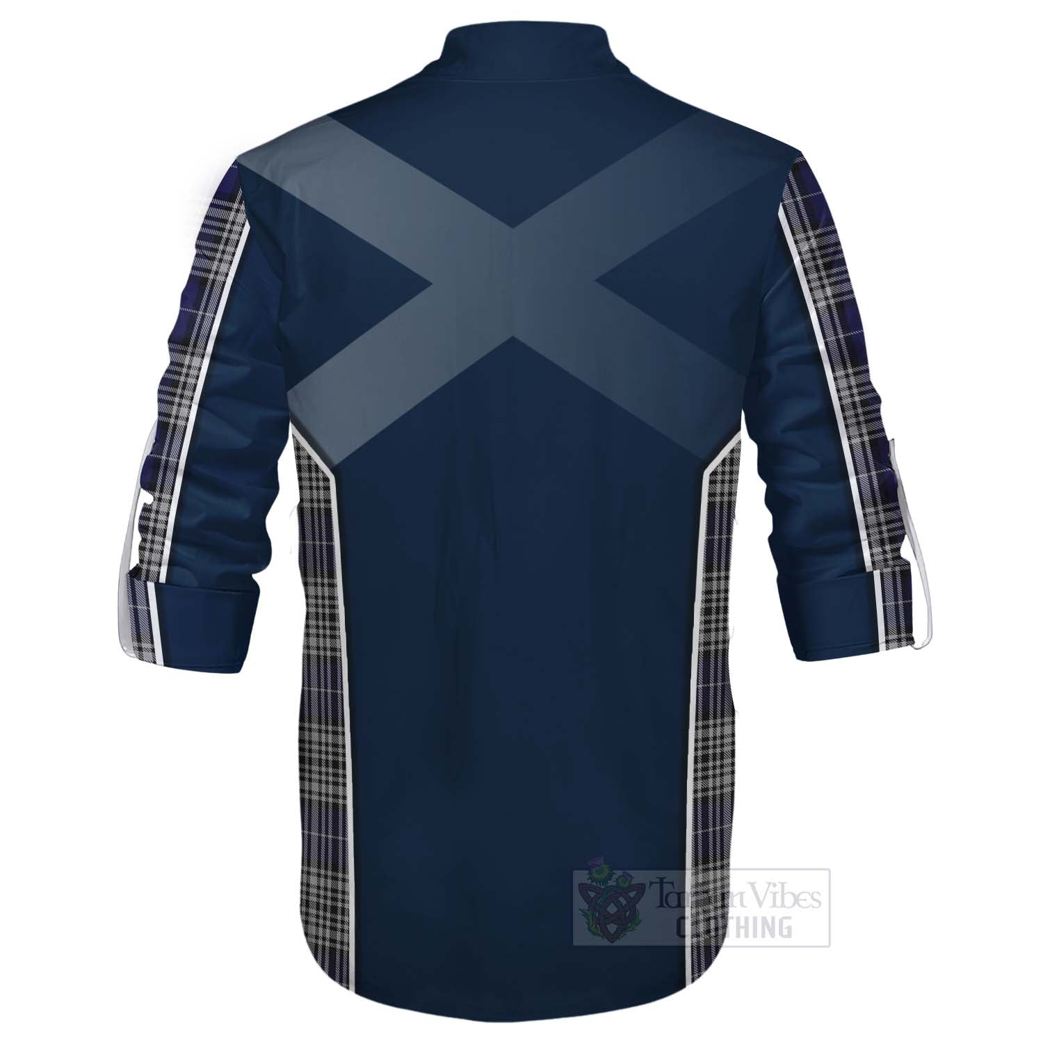 Tartan Vibes Clothing Napier Tartan Ghillie Kilt Shirt with Family Crest and Scottish Thistle Vibes Sport Style