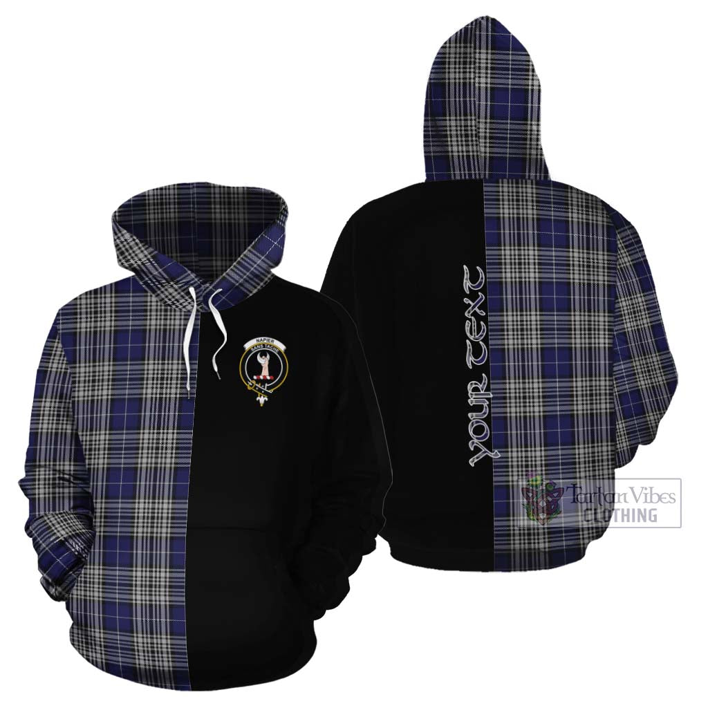 Tartan Vibes Clothing Napier Tartan Cotton Hoodie with Family Crest and Half Of Me Style
