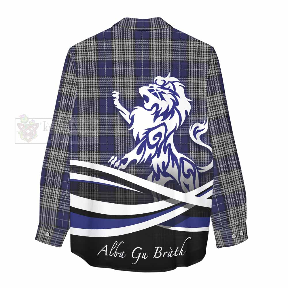 Tartan Vibes Clothing Napier Tartan Women's Casual Shirt with Alba Gu Brath Regal Lion Emblem