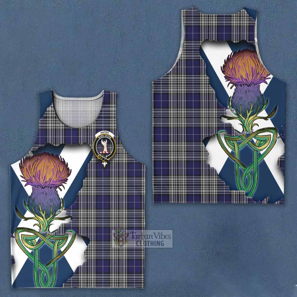 Tartan Vibes Clothing Napier Tartan Family Crest Men's Tank Top Scottish Thistle Celtic Inspired