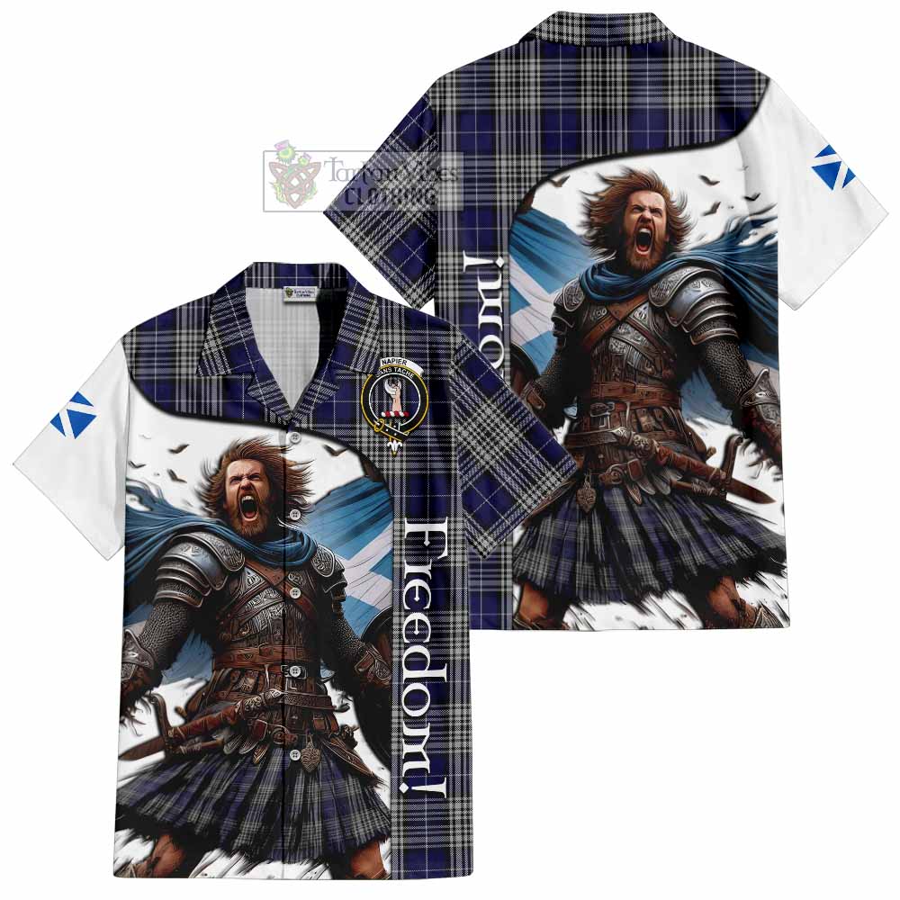 Tartan Vibes Clothing Napier Crest Tartan Short Sleeve Button Shirt Inspired by the Freedom of Scottish Warrior