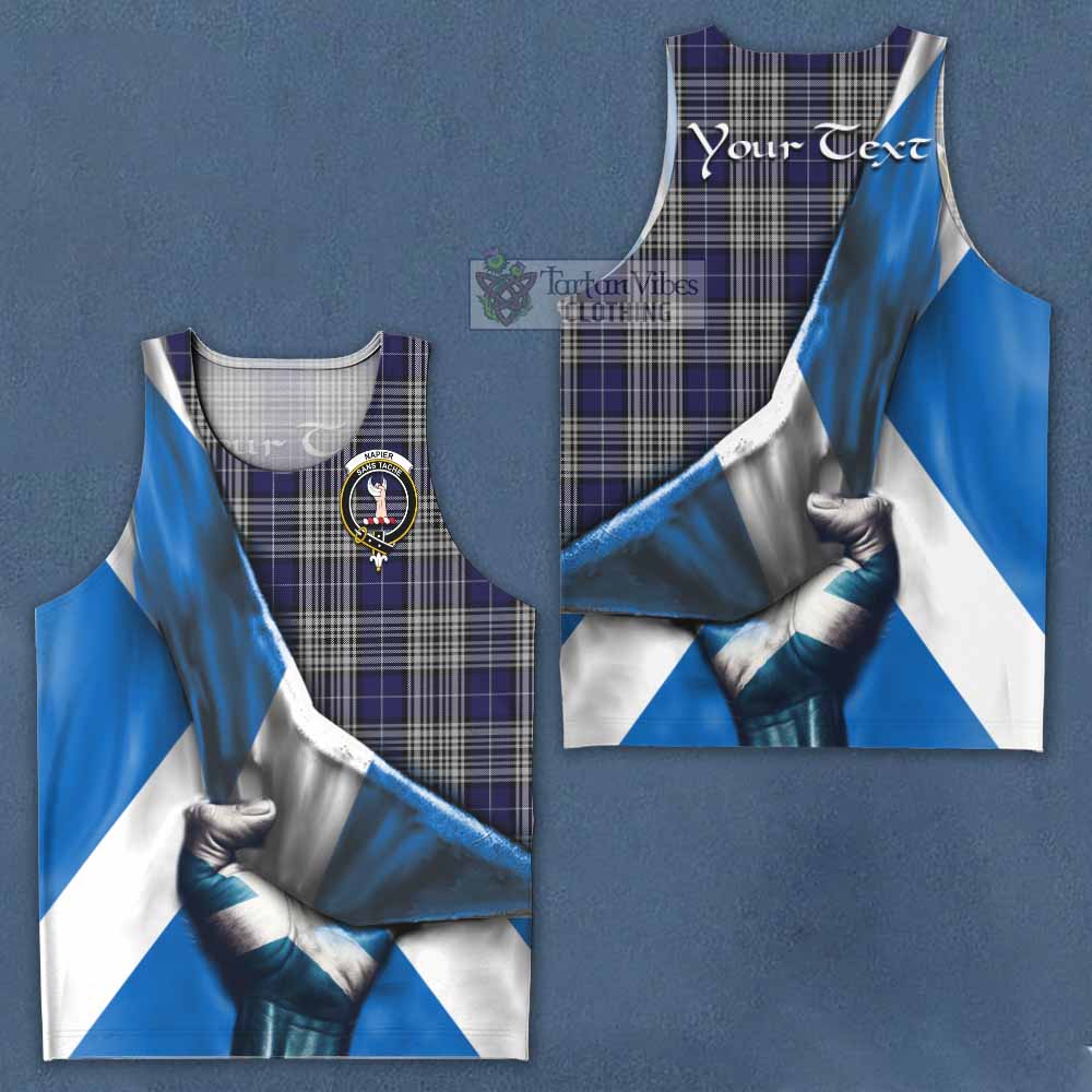 Tartan Vibes Clothing Napier Tartan Men's Tank Top with Family Crest Scotland Patriotic Style
