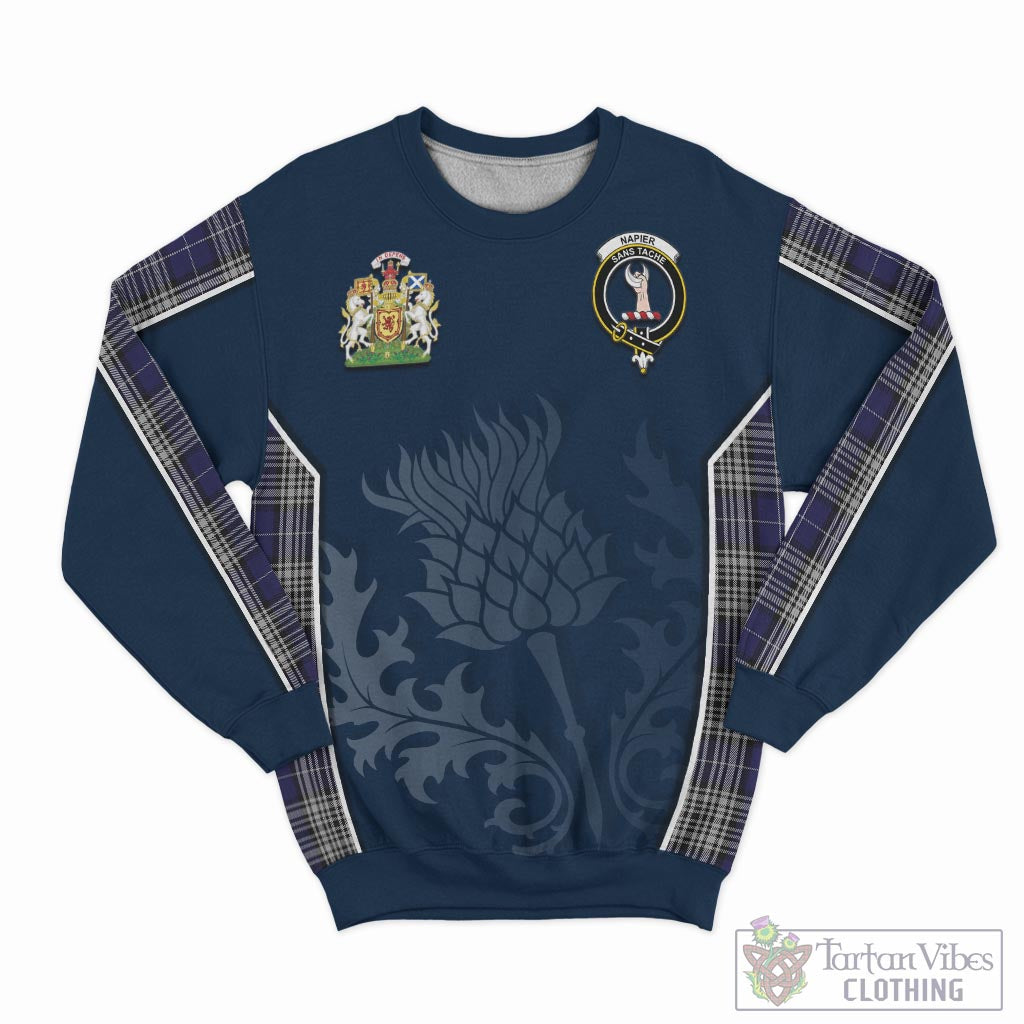 Tartan Vibes Clothing Napier Tartan Sweatshirt with Family Crest and Scottish Thistle Vibes Sport Style