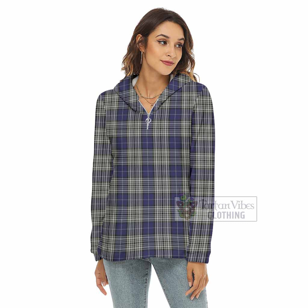 Tartan Vibes Clothing Napier Tartan Women's Borg  Half Zip Fleece Hoodie