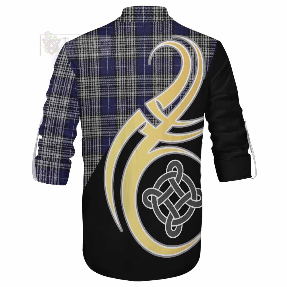 Tartan Vibes Clothing Napier Tartan Ghillie Kilt Shirt with Family Crest and Celtic Symbol Style