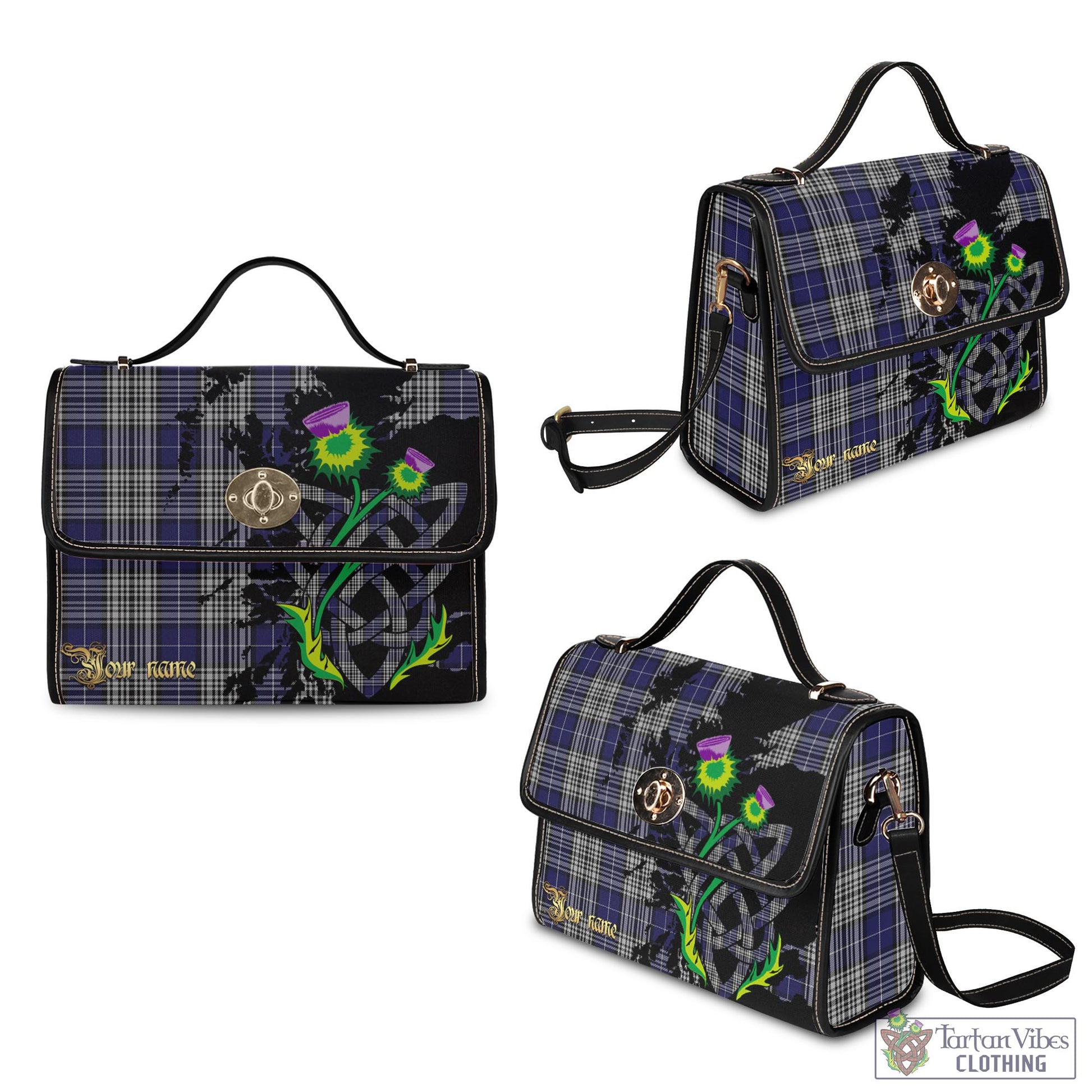 Tartan Vibes Clothing Napier Tartan Waterproof Canvas Bag with Scotland Map and Thistle Celtic Accents