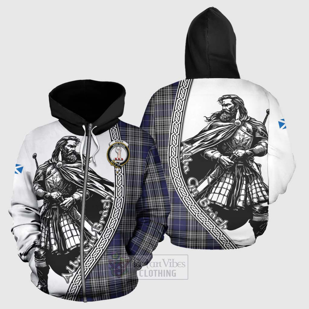 Napier Tartan Clan Crest Hoodie with Highlander Warrior Celtic Style - Tartan Vibes Clothing