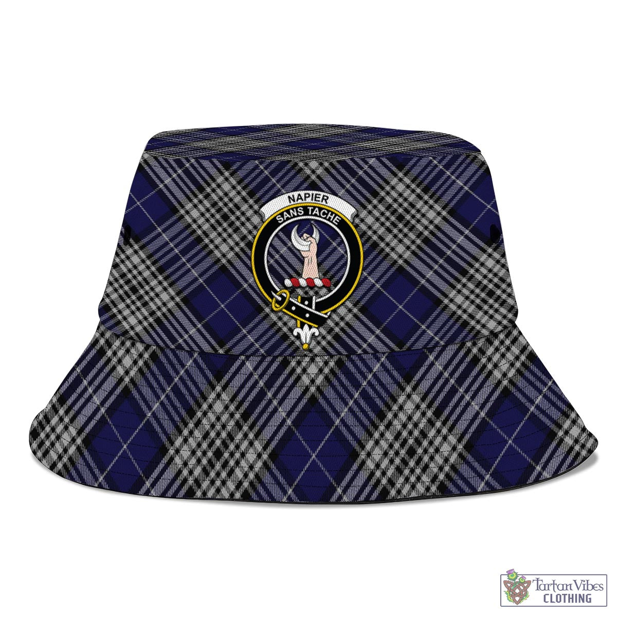 Tartan Vibes Clothing Napier Tartan Bucket Hat with Family Crest