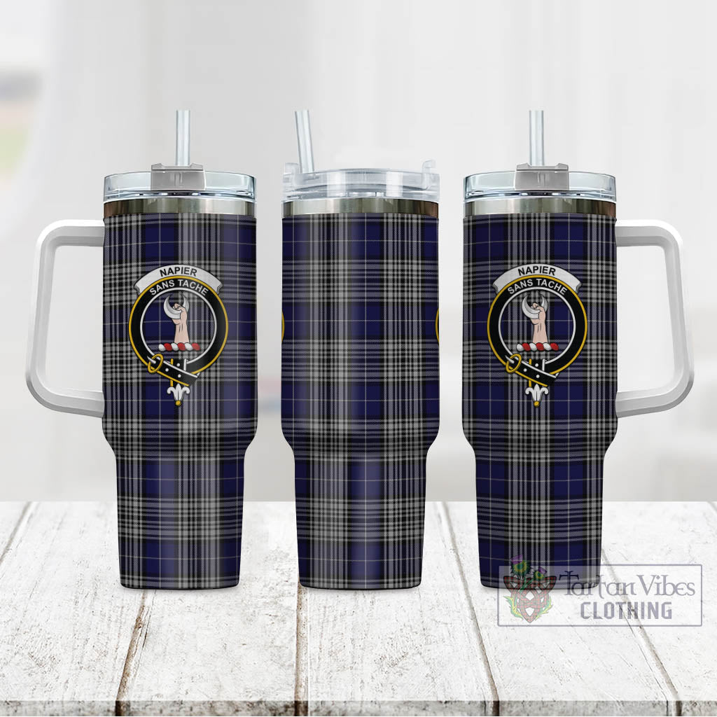Tartan Vibes Clothing Napier Tartan and Family Crest Tumbler with Handle