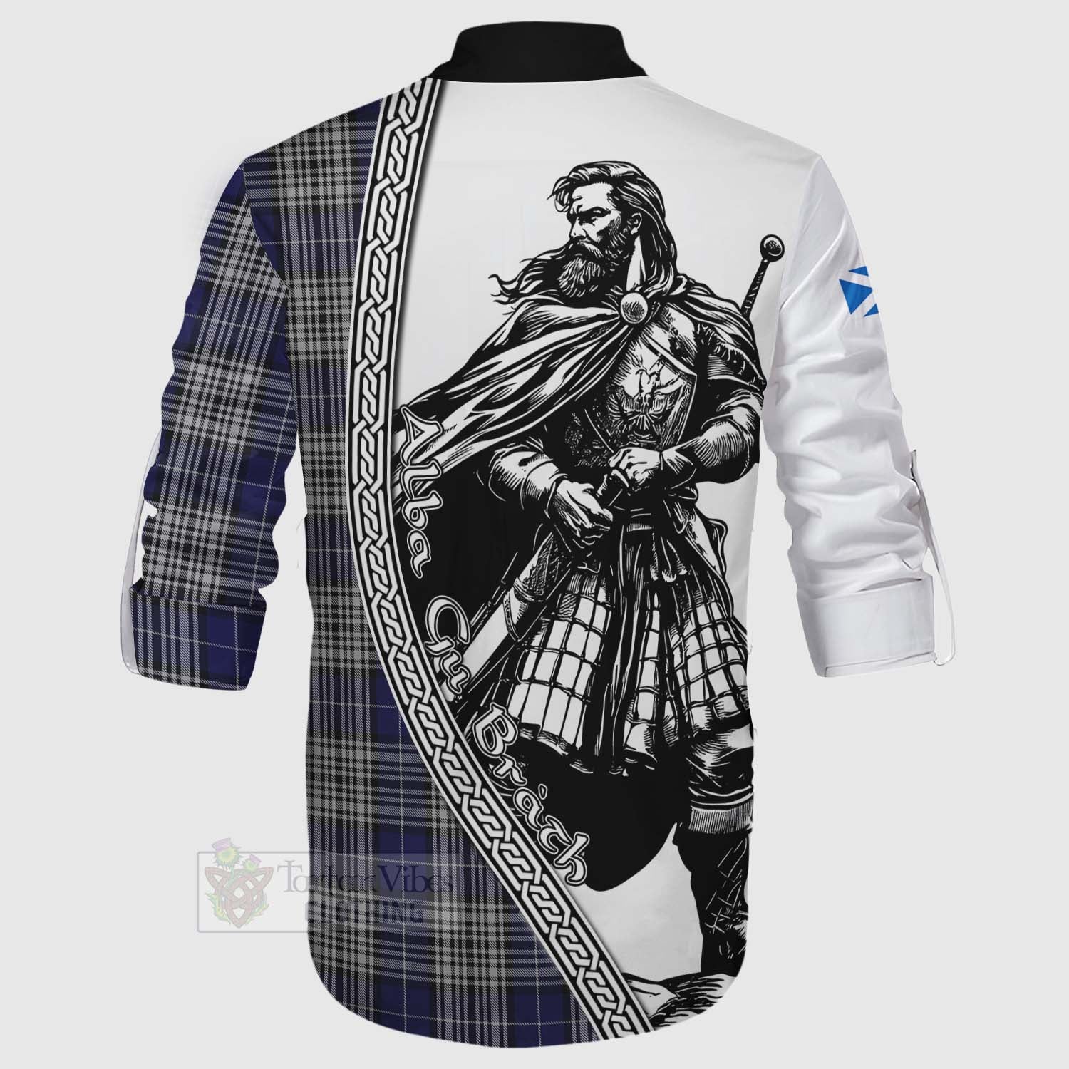 Tartan Vibes Clothing Napier Tartan Clan Crest Ghillie Kilt Shirt with Highlander Warrior Celtic Style