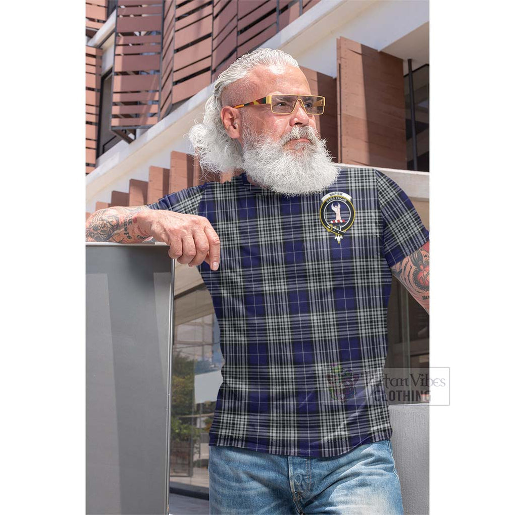 Tartan Vibes Clothing Napier Tartan Cotton T-shirt with Family Crest Celtic Skull Style