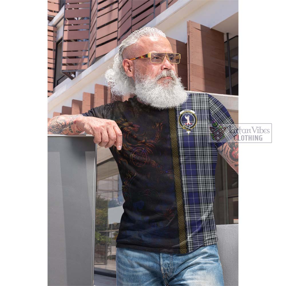 Tartan Vibes Clothing Napier Tartan Family Crest Cotton T-shirt Alba Gu Brath Be Brave Lion Ancient Style