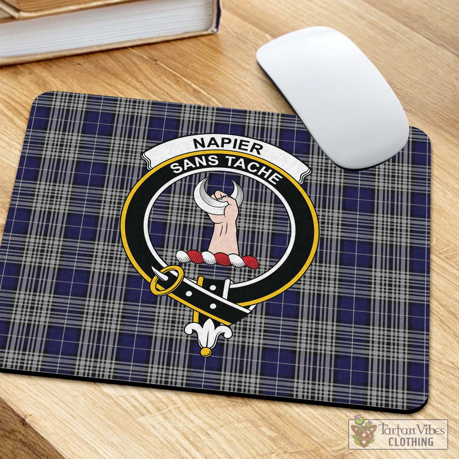 Tartan Vibes Clothing Napier Tartan Mouse Pad with Family Crest