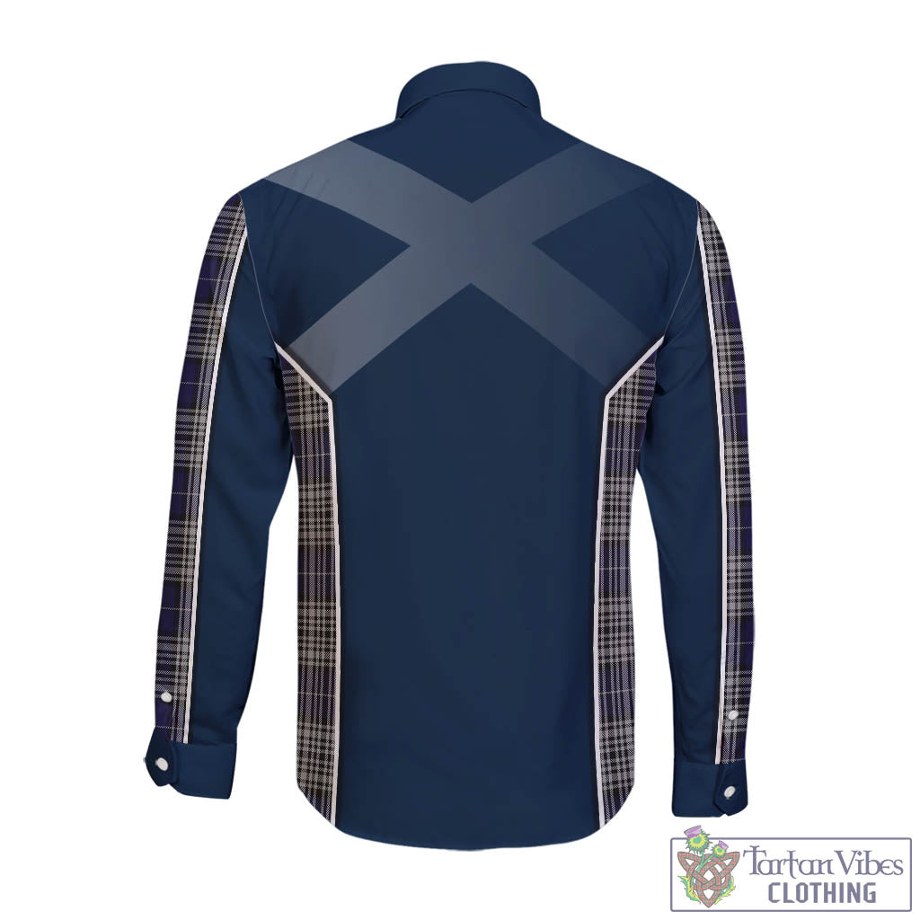Napier Tartan Long Sleeve Button Up Shirt with Family Crest and Lion Rampant Vibes Sport Style