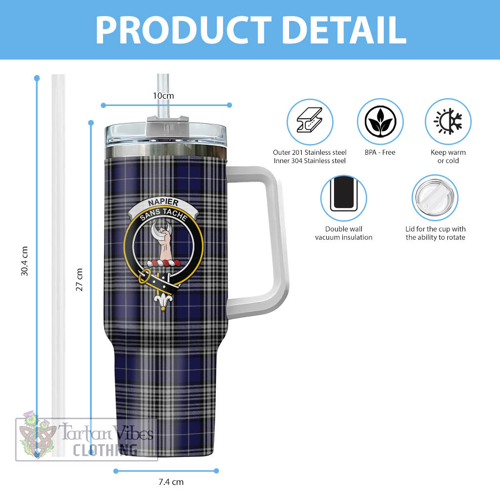 Tartan Vibes Clothing Napier Tartan and Family Crest Tumbler with Handle