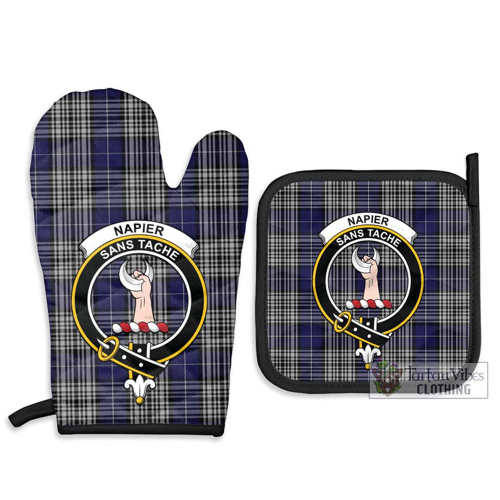 Napier Tartan Combo Oven Mitt & Pot-Holder with Family Crest Combo 1 Oven Mitt & 2 Pot-Holder Black - Tartan Vibes Clothing