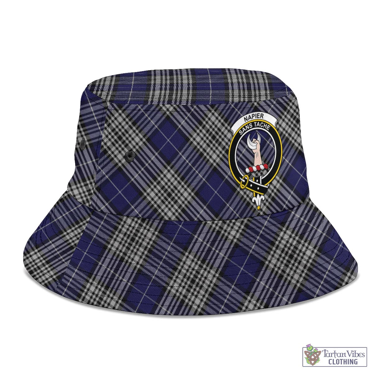 Tartan Vibes Clothing Napier Tartan Bucket Hat with Family Crest