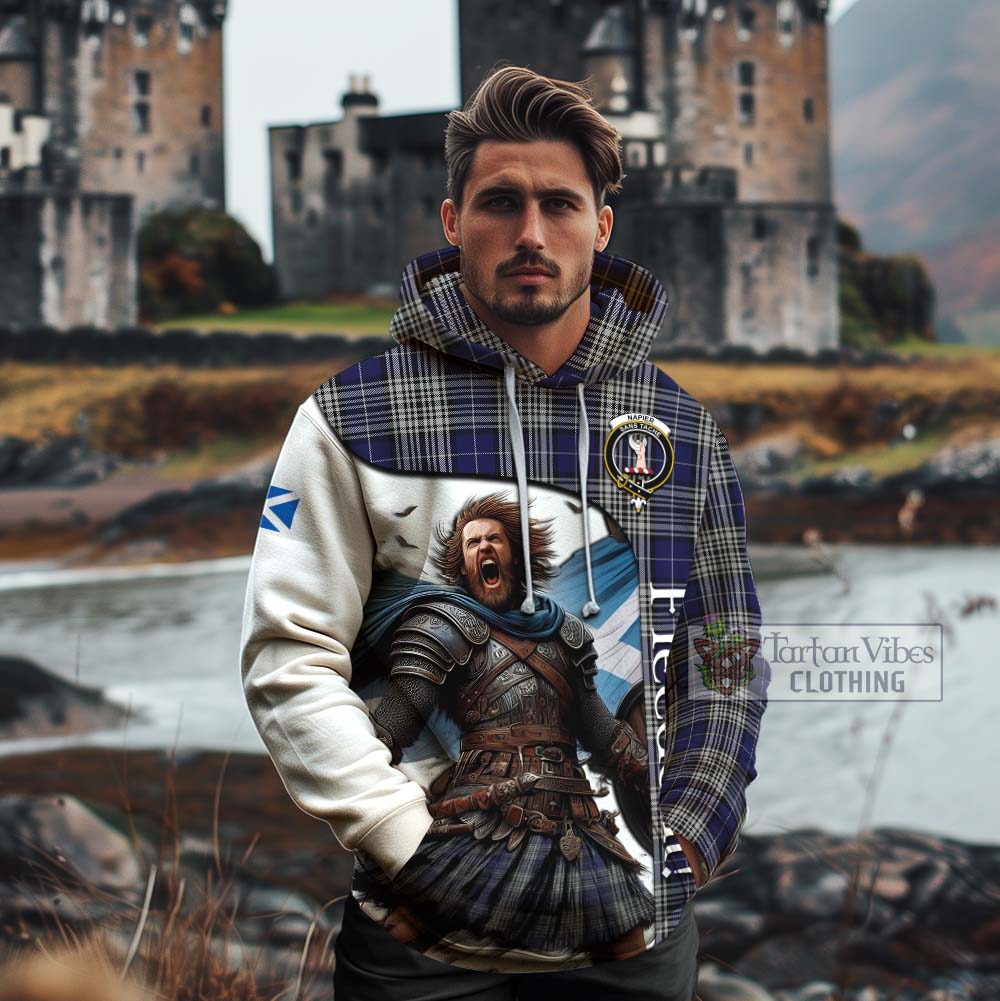 Tartan Vibes Clothing Napier Crest Tartan Cotton Hoodie Inspired by the Freedom of Scottish Warrior