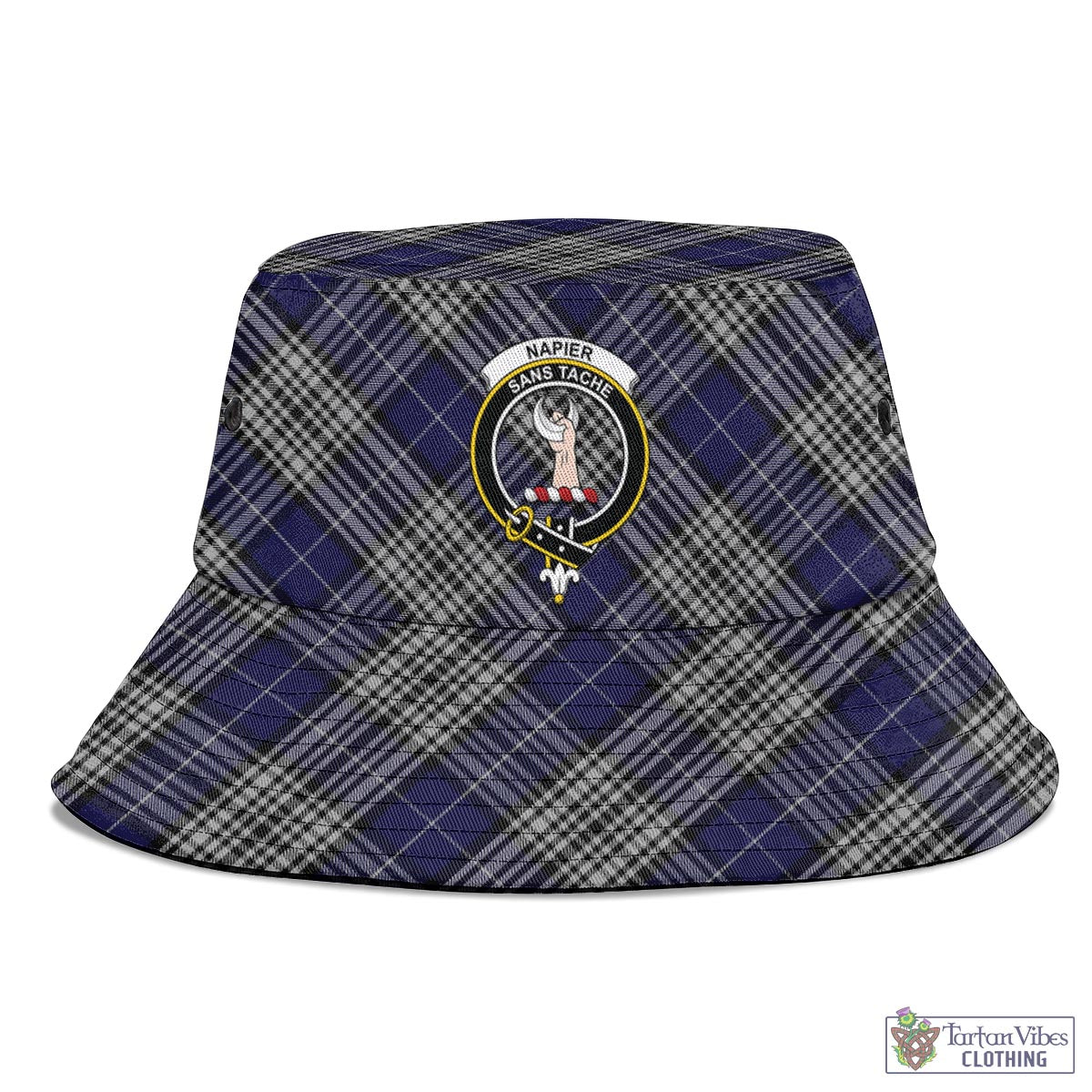 Tartan Vibes Clothing Napier Tartan Bucket Hat with Family Crest
