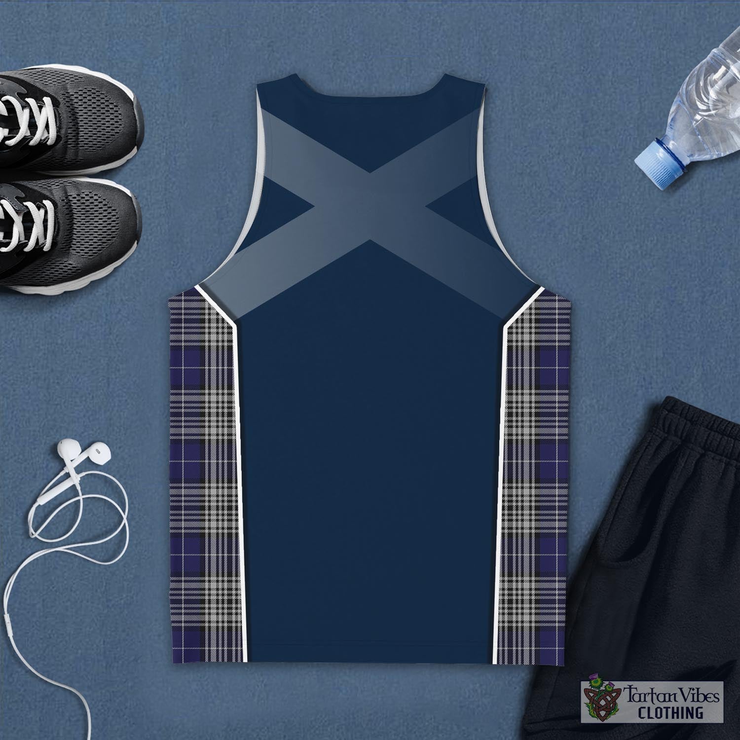 Tartan Vibes Clothing Napier Tartan Men's Tanks Top with Family Crest and Scottish Thistle Vibes Sport Style