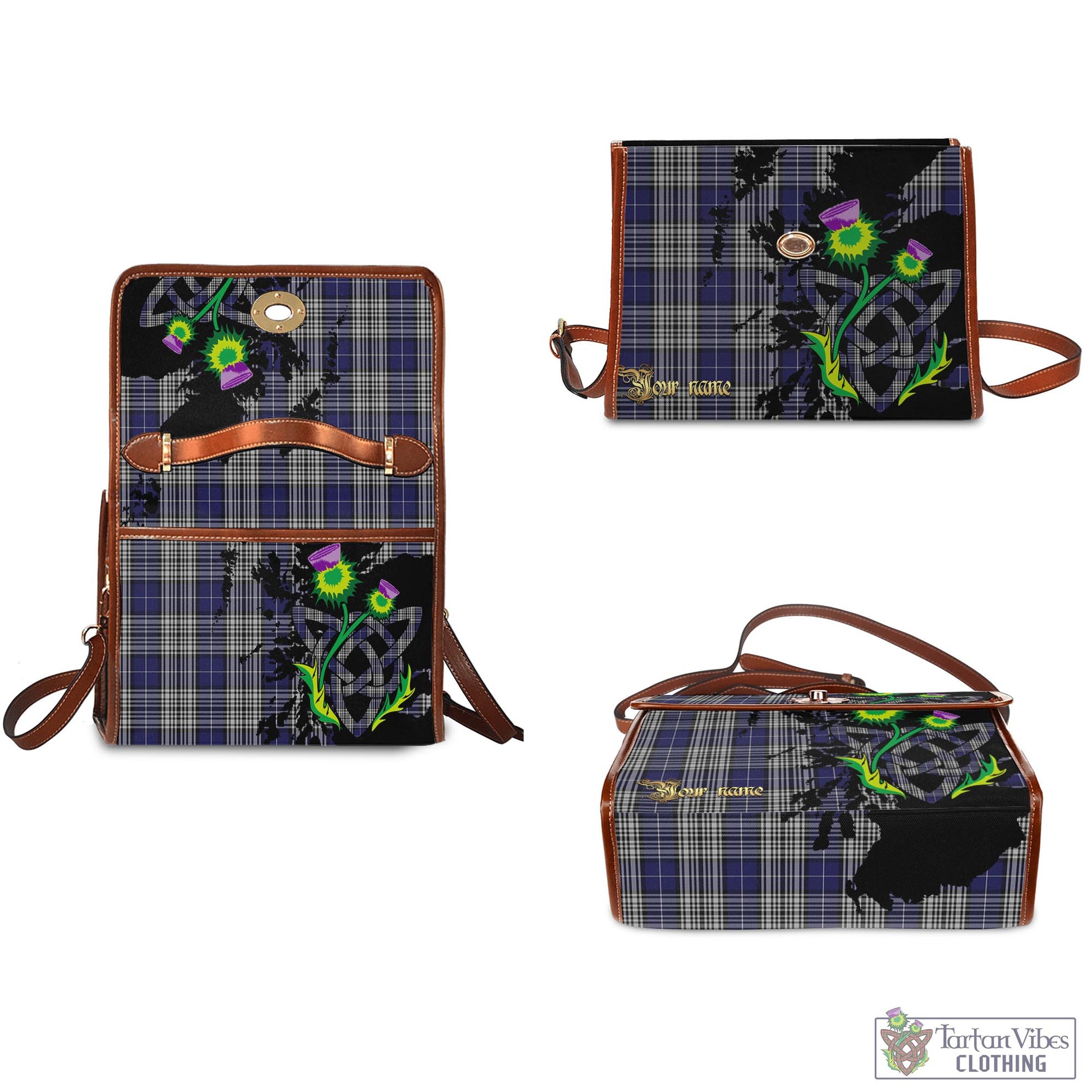 Tartan Vibes Clothing Napier Tartan Waterproof Canvas Bag with Scotland Map and Thistle Celtic Accents