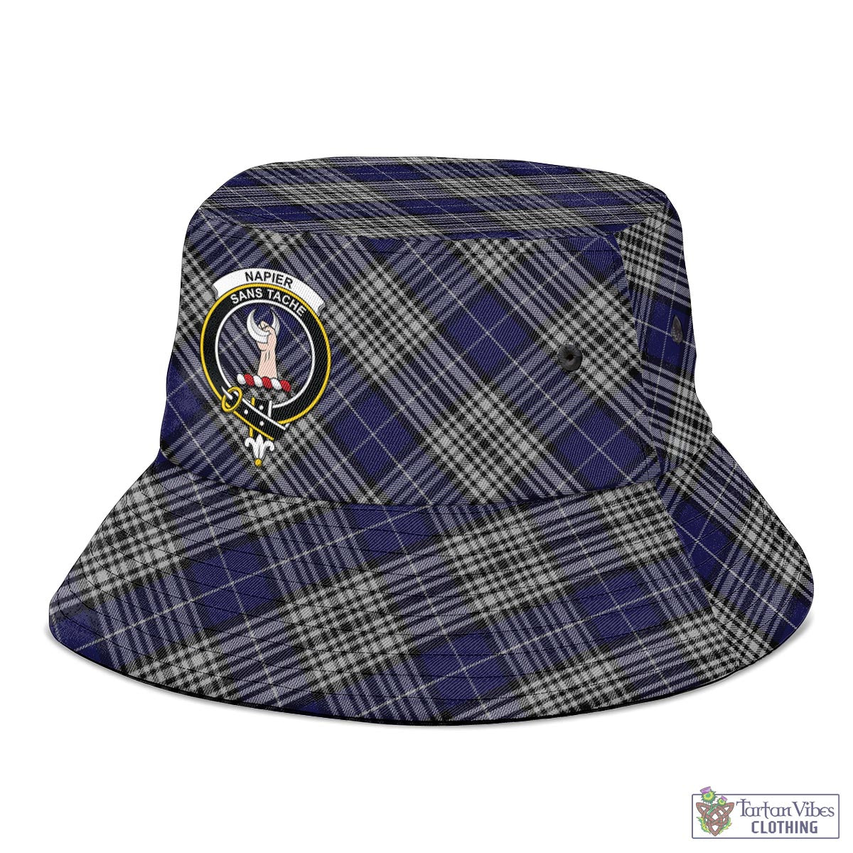 Tartan Vibes Clothing Napier Tartan Bucket Hat with Family Crest