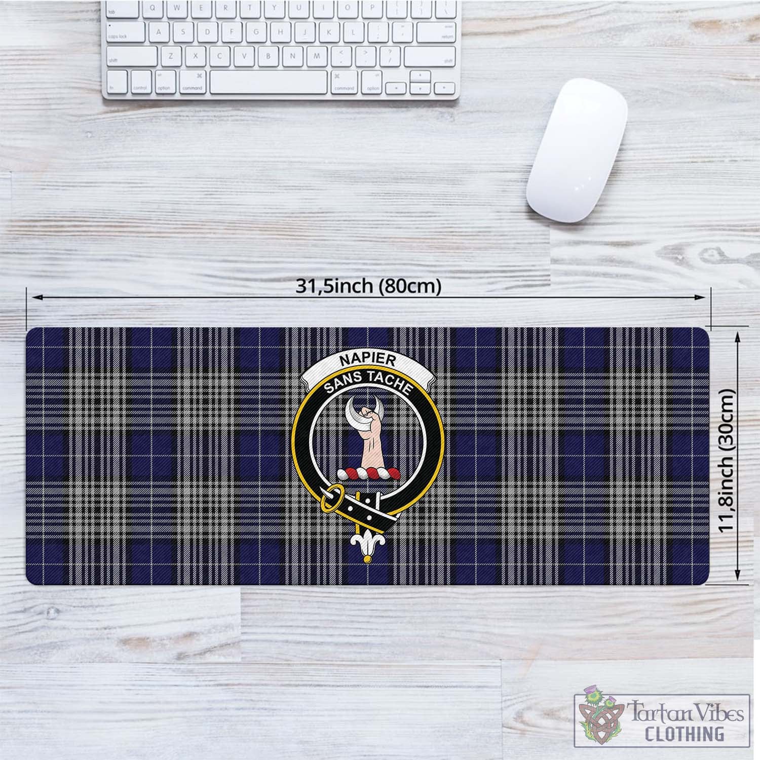 Tartan Vibes Clothing Napier Tartan Mouse Pad with Family Crest