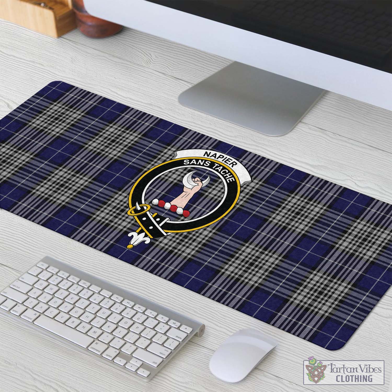 Tartan Vibes Clothing Napier Tartan Mouse Pad with Family Crest