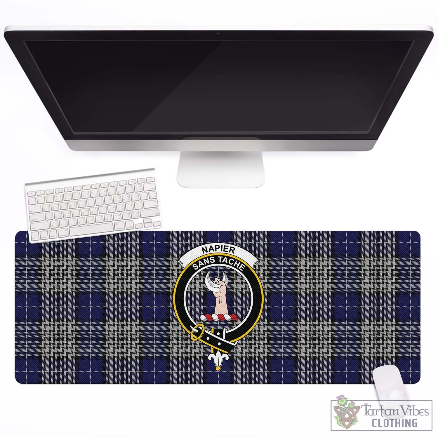 Tartan Vibes Clothing Napier Tartan Mouse Pad with Family Crest