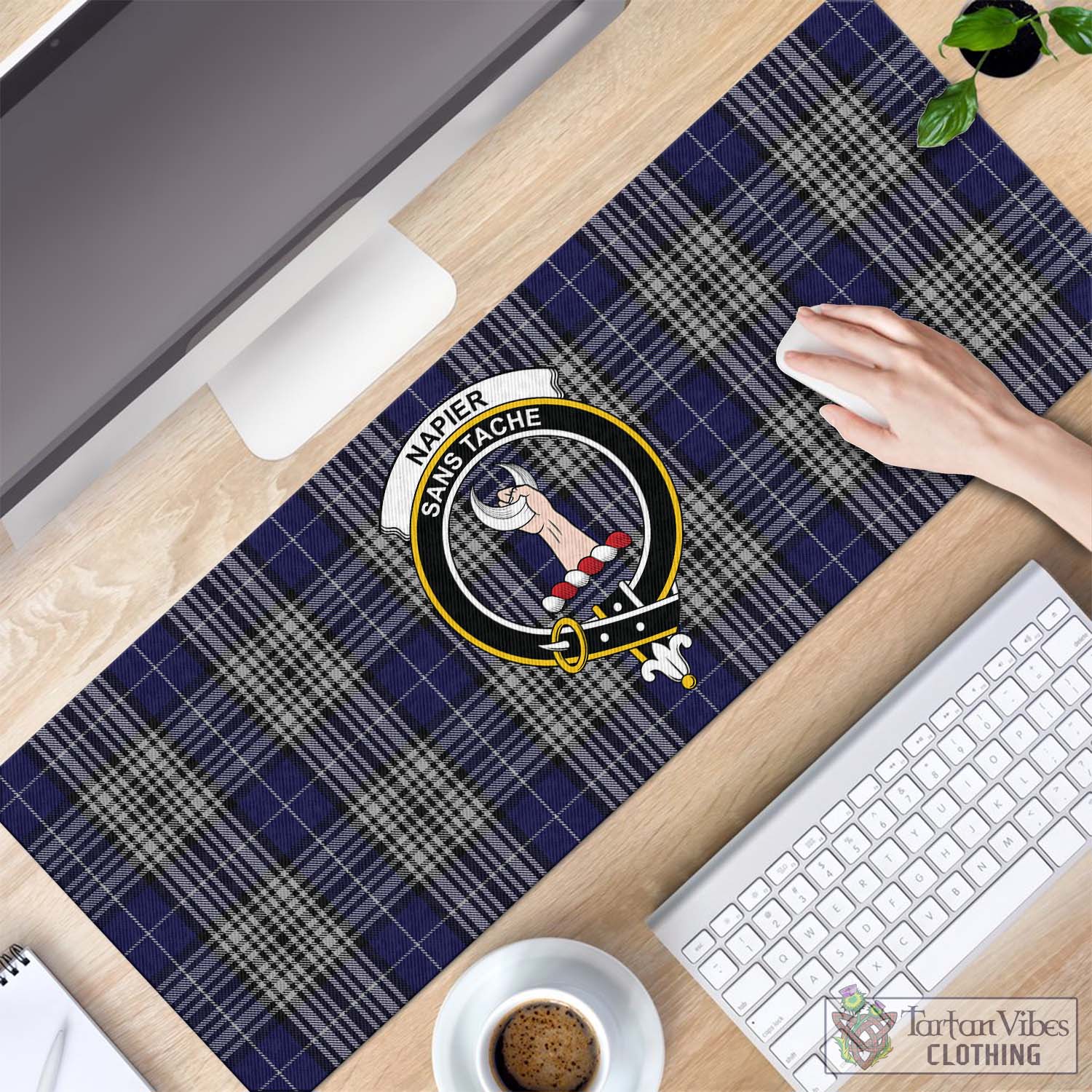 Tartan Vibes Clothing Napier Tartan Mouse Pad with Family Crest