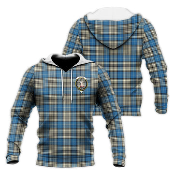 Napier Ancient Tartan Knitted Hoodie with Family Crest