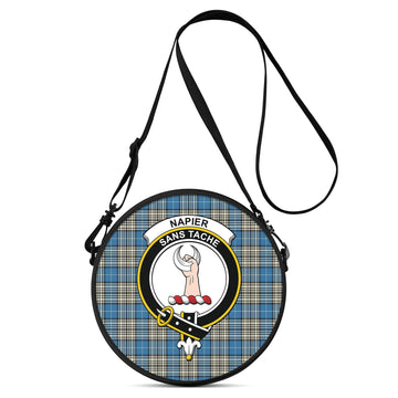 Napier Ancient Tartan Round Satchel Bags with Family Crest