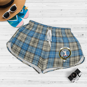 Napier Ancient Tartan Womens Shorts with Family Crest