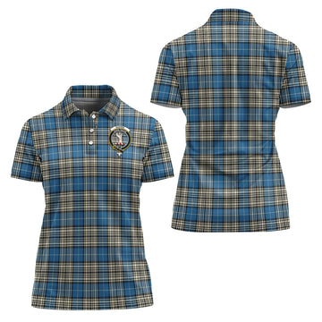 Napier Ancient Tartan Polo Shirt with Family Crest For Women