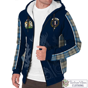 Napier Ancient Tartan Sherpa Hoodie with Family Crest and Scottish Thistle Vibes Sport Style