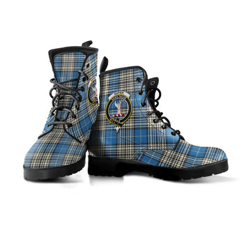 Napier Ancient Tartan Leather Boots with Family Crest