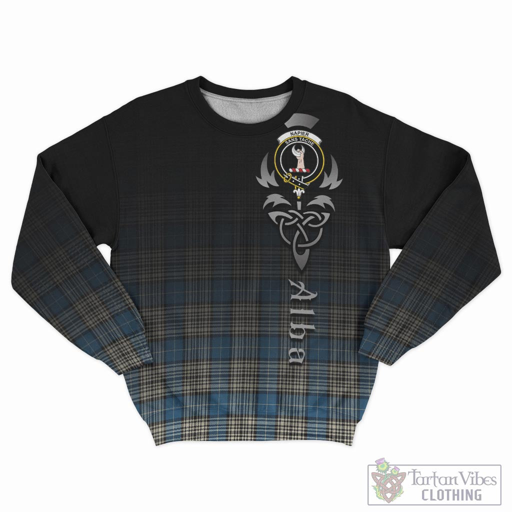 Tartan Vibes Clothing Napier Ancient Tartan Sweatshirt Featuring Alba Gu Brath Family Crest Celtic Inspired