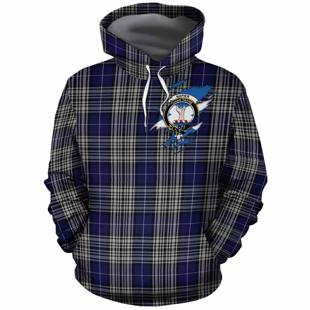 Napier Clan Crest In Me Tartan Cotton Hoodie Scotland Flag Style