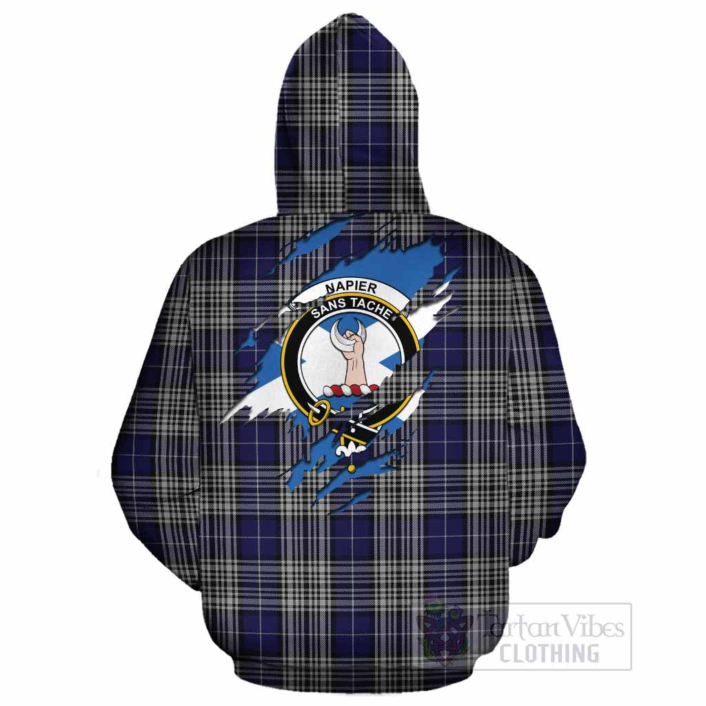 Napier Clan Crest In Me Tartan Cotton Hoodie Scotland Flag Style