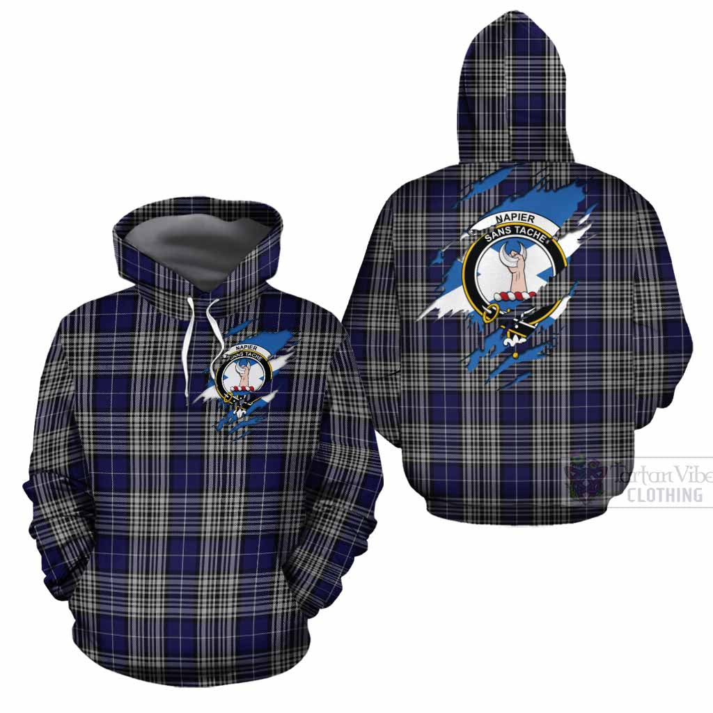 Napier Clan Crest In Me Tartan Cotton Hoodie Scotland Flag Style