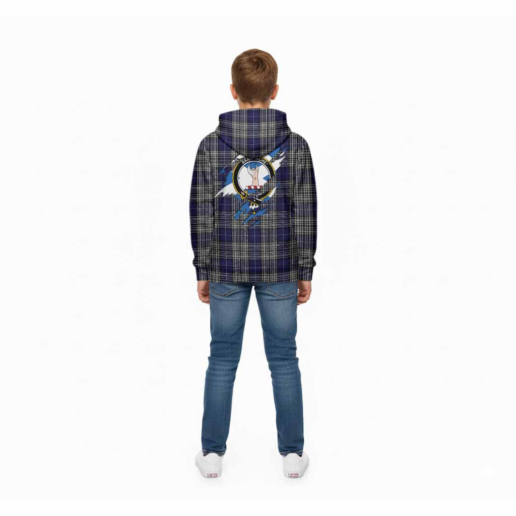 Napier Clan Crest In Me Tartan Kid Hoodie Scotland Flag Style