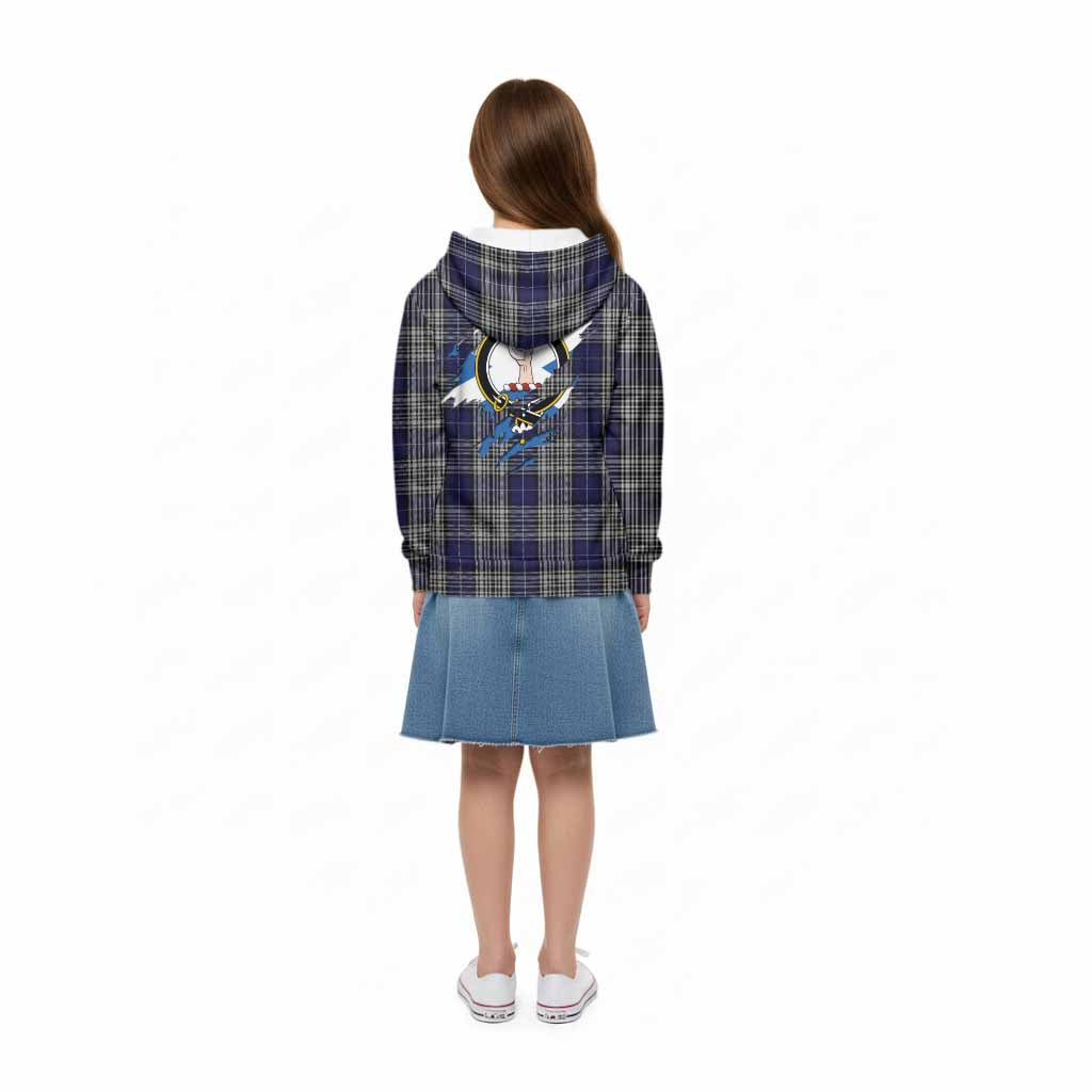 Napier Clan Crest In Me Tartan Kid Hoodie Scotland Flag Style