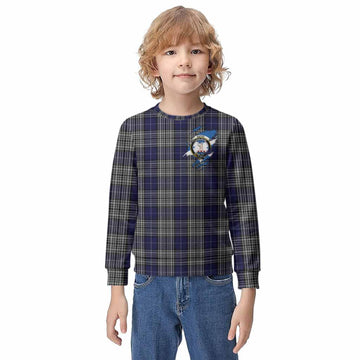 Napier Clan Crest In Me Tartan Kid Knitted Sweatshirt Scotland Flag Style