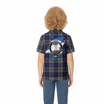 Napier Clan Crest In Me Tartan Kid Polo Shirt Scotland Flag Style