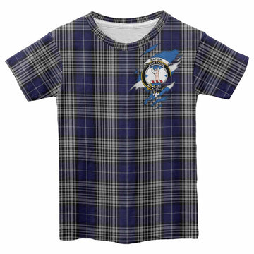 Napier Clan Crest In Me Tartan Kid T-shirt Scotland Flag Style