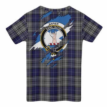 Napier Clan Crest In Me Tartan Kid T-shirt Scotland Flag Style