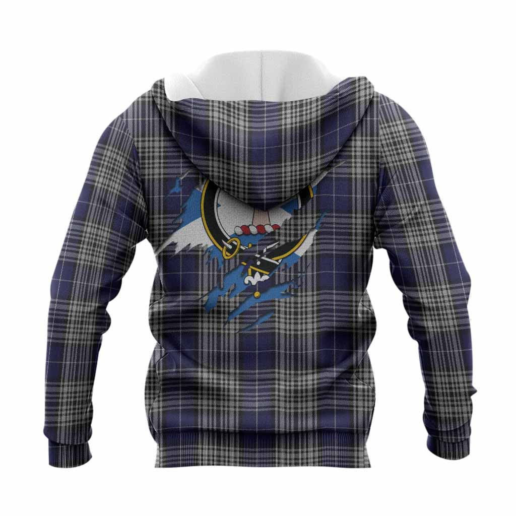 Napier Clan Crest In Me Tartan Knitted Hoodie Scotland Flag Style